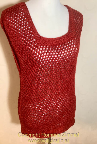 Ärmelloses Sommer Shirt, tunesisch gehäkelt – Bild 2