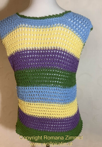 Ärmelloses Sommer Shirt, tunesisch gehäkelt – Bild 4
