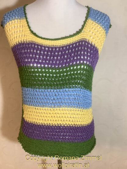 Ärmelloses Sommer Shirt, tunesisch gehäkelt – Bild 5